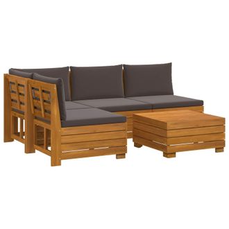 vidaXL Conjunto De Sof&aacute;s De Exterior Con Coj&iacute;n 5 Pieza Marr&oacute;n Vidaxl