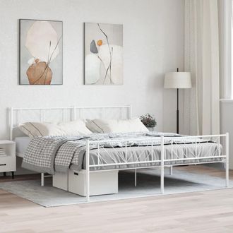 Berkfield Home Metal Bed Frame with Headboard & Footboard White 193x203 cm