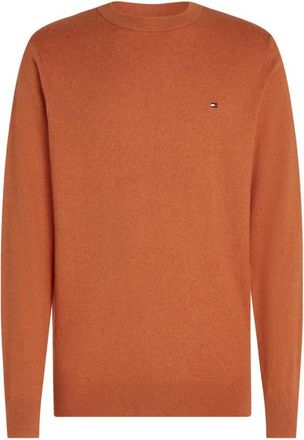 Tommy Hilfiger Iconische ronde hals katoen kasjmier trui - Heren - Ronde hals truien - Oranje - S - Katoen - Truien & Vesten