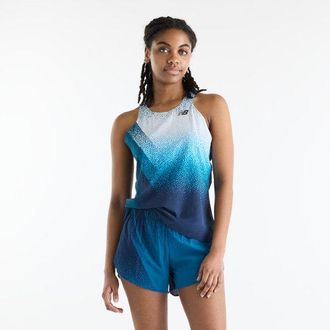 New Balance Donna RC Ultra Light Printed Short 3 in Blu, Nylon Intrecciato, Taglia XL