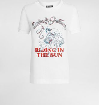 Dolce & Gabbana Jersey T-shirt With Print And Embroidery - Woman T-shirts And Sweatshirts White 36