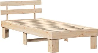vidaXL Bed Frame with Headboard Brown 100 x 200 cm Solid Pine wood Vidaxl