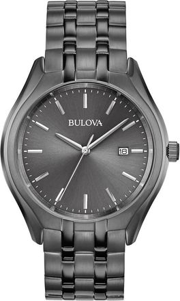 Bulova Ion-Plated Quartz Grey Dial Mens Watch 98B288