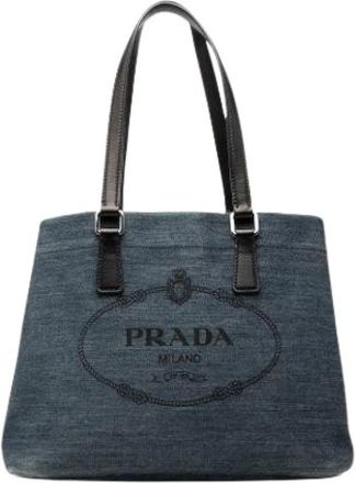 Prada Pre-owned Denim Tote Bag - Dames - Vintage Shopper - Blauw - ONE Size - Denim - Vintage