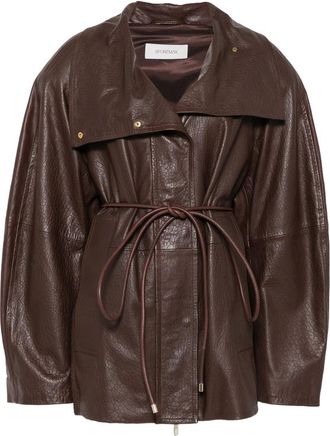 Sportmax Belted High-neck Leather Jacket
