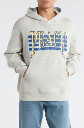 Museum of Peace and Quiet Seventies Logo Cotton Graphic Hoodie in Ash at Nordstrom, Size Xx-Large