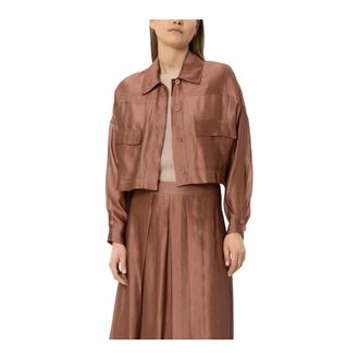 Luisa Cerano Dames, Blouses & Shirts, Bruin, Maat: L Zijde
