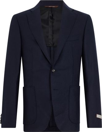 Canali Enkelrijig Jasje - Heren - Blazers - Blauw - L - Wol - Jassen