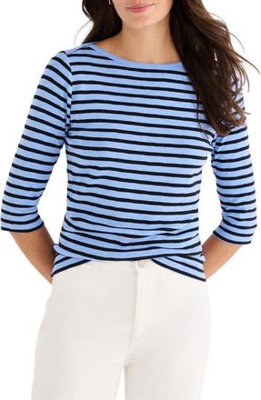 Nic+Zoe Stripe Boat Neck T-Shirt in Blue Multi at Nordstrom, Size Xx-Large