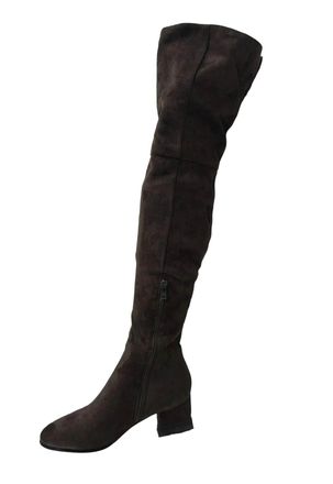 Generic Womens Classic Round Toe Over The Knee Boots Side Zipper Square Heel Long Boots Shoes