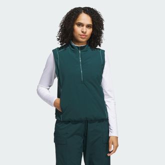 adidas adidas Performance Womens Beyond Twistweave Loose Quarter-Zip Vest - Forest Green - Size X-Small