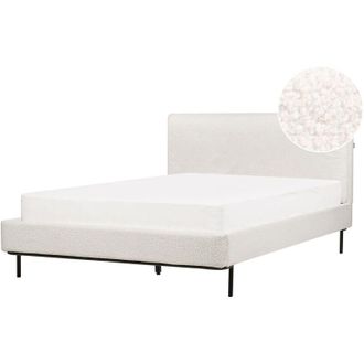 Beliani Beliani - Letto a doghe Bianco Boucl&egrave; Imbottito 140 x 200 cm eu Matrimoniale Design Moderno Corio
