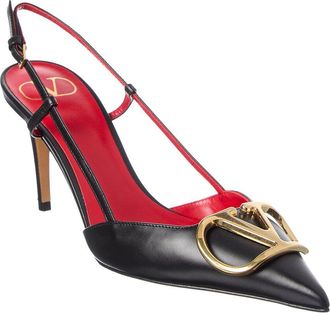 Valentino Vlogo Signature 80 Leather Slingback Pump