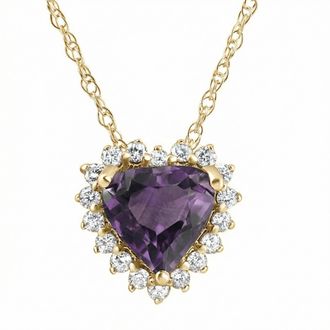 Pompeii3 2 1/5Ct Amethyst Heart Diamond Pendant Gold Lab Grown 18 Necklace