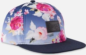 Deux par Deux Flat Brim Flower Print Cap in Blue With Roses Print at Nordstrom, Size 12-24 M