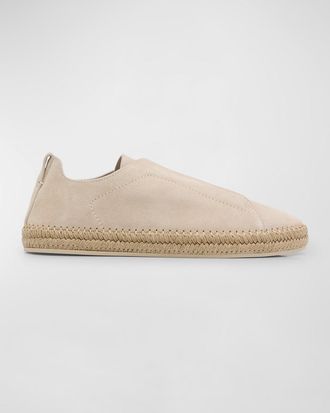 Ermenegildo Zegna Mens Triple Stitch Suede Espadrille Sneakers
