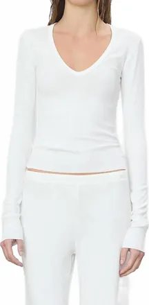 &Eacute;terne Long Sleeve V-Neck Top In White