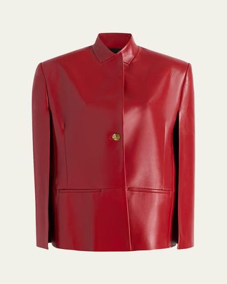 Khaite Dolso Single-Breasted Leather Cape Jacket