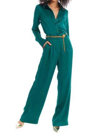 Allison New York Joan Satin Pants In Emerald