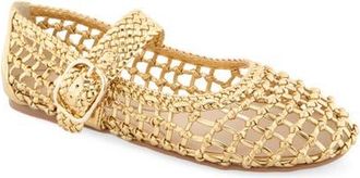 Kenneth Cole Tessa Mary Jane Flat in Gold Woven at Nordstrom, Size 5.5
