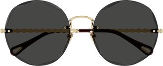 Chlo&eacute; Ronde Zonnebril - unisex - Zonnebrillen - Geel - 57 MM - Nylon - Accessoires