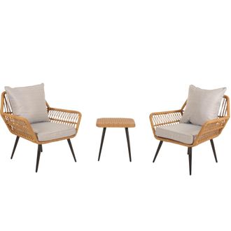 Hhg Hhg - Set De Polirrat&aacute;n 956, Set De Balc&oacute;n Set De Jard&iacute;n Grupo De Asientos Silla Mesa Auxiliar, Gris Claro