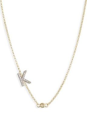 Meshmerise Bezel Diamond Initial Chain Necklace - 0.2ct. in Yellow-K at Nordstrom Rack