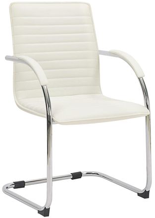 Clp Silla cantilever met&aacute;lica con asiento en Simil cuero Blanco