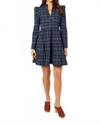 Sail to Sable Long Sleeve Tunic Flare Dress In Blackwatch Tartan