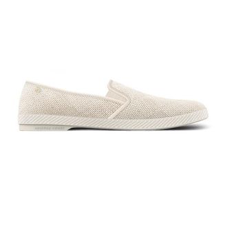 Rivieras Shoes Classic Textured Raffia Slip-On Loafer in Ivory at Nordstrom, Size 45