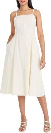 Maggy London Seam Detail Fit & Flare Midi Dress in Winter White at Nordstrom Rack, Size 18 (Similar To 16W)