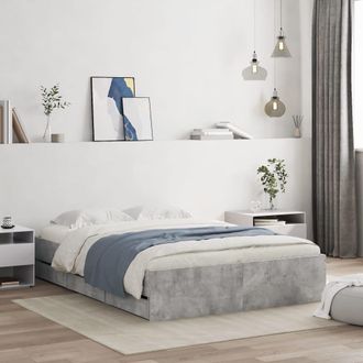 Berkfield Home Bed Frame with Drawers without Mattress Concrete Grey 135x190 cm Double
