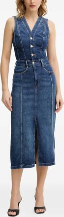 Guess Co Abito midi con scollo a V - Blu