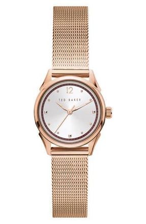 Ted Baker Three-Hand Quartz Mesh Strap Watch, 7.5mm x 14mm in Rose Gold at Nordstrom Rack