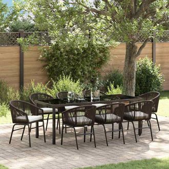 vidaXL Set Da Pranzo Per Giardino 9 Pz Marrone Vidaxl
