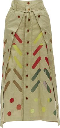 Issey Miyake hand stitched colorful sheer panel skirt