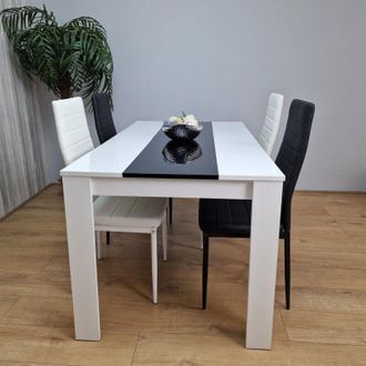 Kosy Koala Dining Table and 4 Chairs White Black Wood 4 Leather Black White Chairs Dining Room