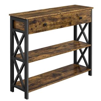 Yaheetech Tavolo Consolle da Ingresso Tavolino con 2 Cassetti Mobiletto da Soggiorno Tavolino Corridoio 30 x 80 x 100 cm Marrone Rustico - Yaheetech