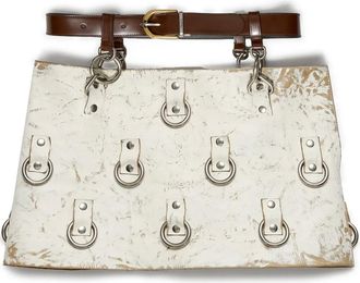 Prada Minigonna in pelle con dettaglio anello - Bianco