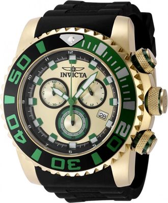 Invicta Sea Hunter Chronograph GMT Quartz Gold Dial Mens Watch 48987