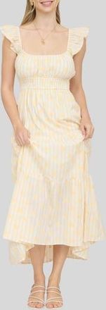 Blu Pepper Ditsy Tiered Midi Dress in Light Yellow at Nordstrom Rack, Size Medium