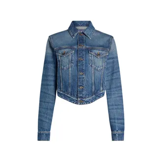 Jean Paul Gaultier Logo-print Wavy-waistband Denim Jacket