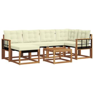 vidaXL Conjunto De Sof&aacute;s De Exterior Con Coj&iacute;n 7 Pcs Natural Y Crema Vidaxl