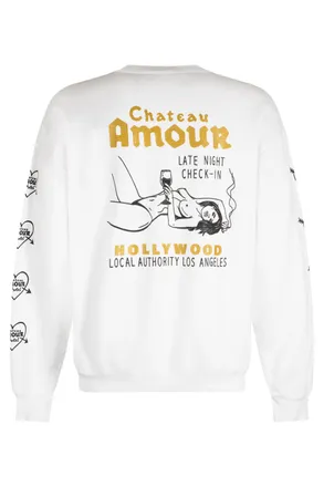 Local Authority Mens Cotton Crew-Neck Sweatshirt White Sweatshirts Sweater