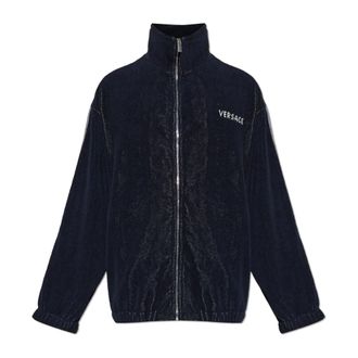 Versace Zip-throughs, unisex, Blue, Size: 2XL Terry Cotton Sweatshirt