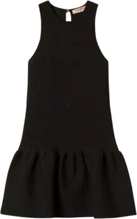 Twinset Jurk met ruches Ronde hals Mouwloos - Dames - Korte kleedjes - Zwart - L - Kleedjes