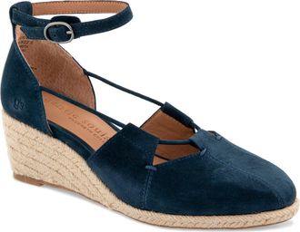 Gentle Souls Ori Ankle Strap Platform Wedge Espadrille in Navy Suede at Nordstrom, Size 6.5