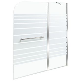Beliani Mampara De Ba&ntilde;o Minimalista Con Puerta De Vidrio Templado Plateado 140 X 120 Cm Tuapi