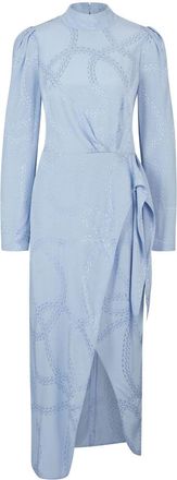 HUGO BOSS chain-print draped dress - women - Viscose - 32 - Blue