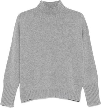 VANISÉ Gray Knit Sweater With Ribbed Details